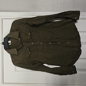 Green button up shirt